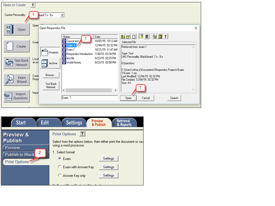 instruction uh how to print or save a respondus exam to ms word ms word exams