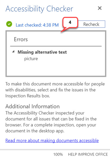 accessibility checker in office 365 Step 4 screen shot