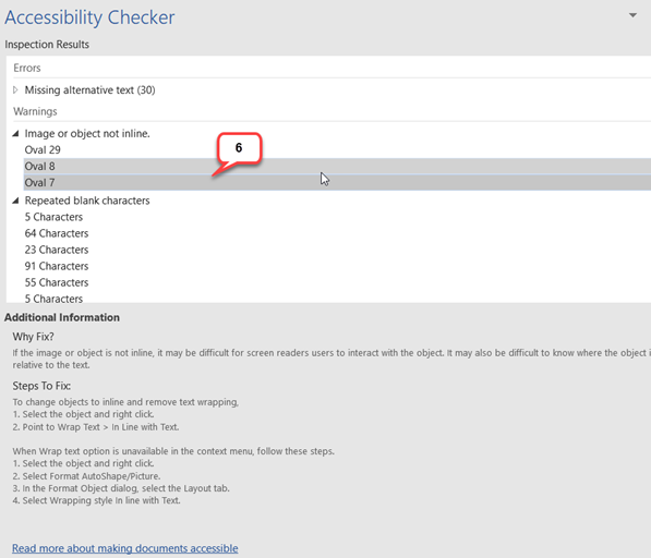 accessibility checker step 6 screen shot.