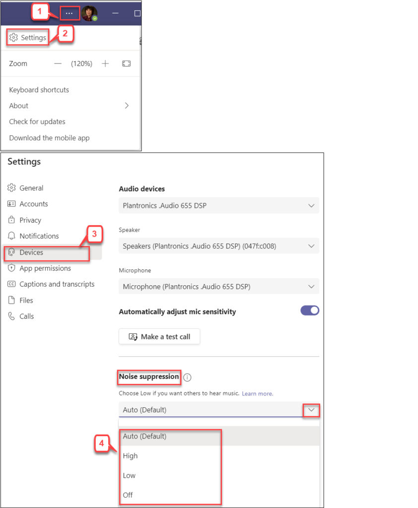 How to Reduce Background Noise in Teams Meeting Instruction UH