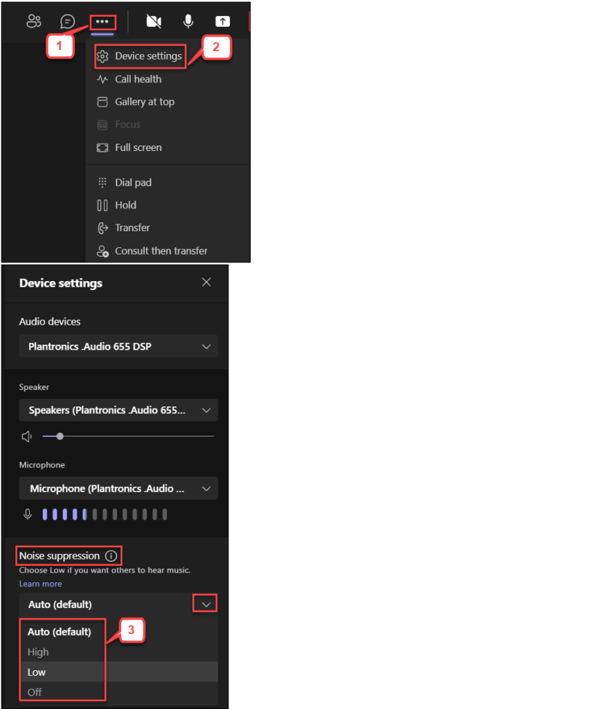How to Reduce Background Noise in Teams Meeting Instruction UH