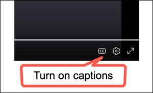 CC button on a OneDrive video