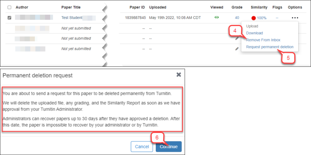 How to Delete a Student Paper from Turnitin – New – Instruction @ UH