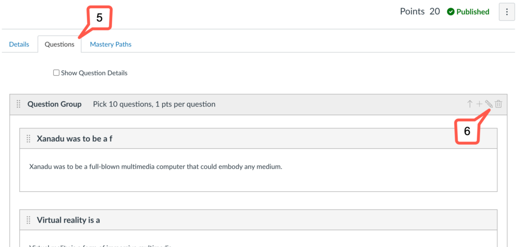 step 5-6 edit question/group